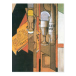 Juan Gris - Glasses newspaper and wine bottle Postcard