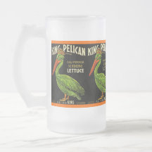 JUICING MUG VINTAGE ADVERTISING LABEL KING PELICAN