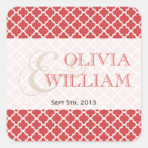 Juicy guava Moroccan tile ampersand modern wedding stickers