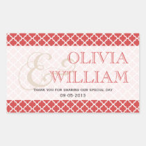 Juicy guava Moroccan tile ampersand wedding favour stickers