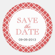 Juicy guava Moroccan tile SAVE THE DATE wedding stickers