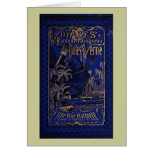 Jules Verne A Floating City Antique Book Cover Greeting Cards