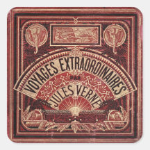 JULES VERNE "VOYAGES EXTRAORDINAIRES" (1878) SQUARE STICKERS