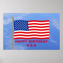 July 4th American Flag Poster Print