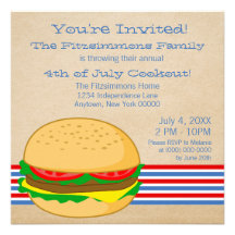 July 4th Striped BBQ Cookout Invite