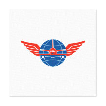 Jumbo Jet Plane Front Wings Globe Stretched Canvas Print
