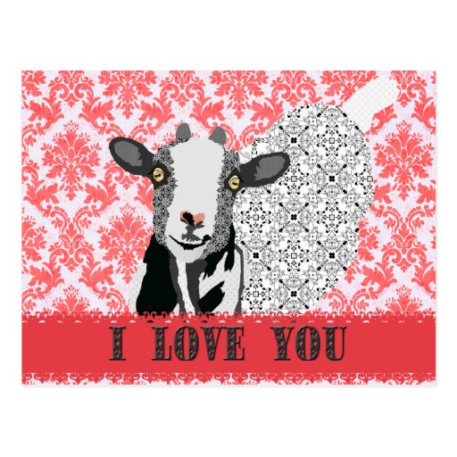 Junebug Love Damask  Postcard