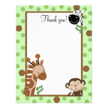 JUNGLE ADVENTURE (Green) 4x5 Flat Thank you note Personalized Invitations