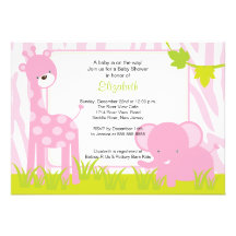 Jungle Animals Safari Baby Shower Invitation