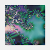Jungle · Fractal Art · Purple & Teal Fridge Magnet