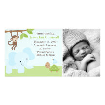 "Jungle Friends"  Birth Announcements Photo Greeting Card