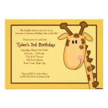 Jungle Giraffe Birthday Invitation 5 x 7