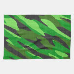 jungle green army camouflage textured kitchen towels