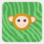 Jungle Monkey, Face. Square Sticker