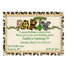 Jungle Print Birthday Party Personalised Invitation