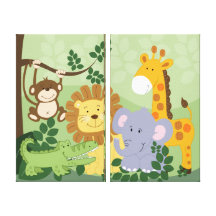 Jungle Safari Animals Canvas Prints (x2) Panels