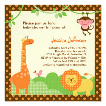 Jungle Safari Baby Shower Invitation