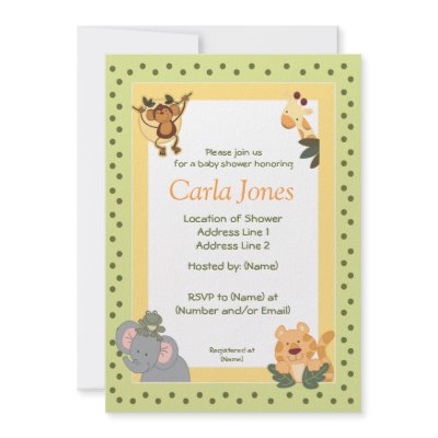 Jungle Safari Baby Shower Invitations on Jungle Safari Baby Shower Invitations 5 X 7 Size By Allpetscherished