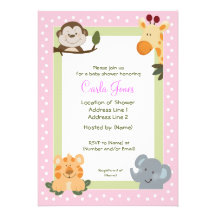 Jungle Safari Baby Shower Invitations 5 x 7 size