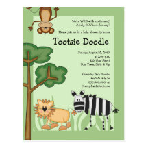 Jungle Safari Baby Shower Post Card Invitation