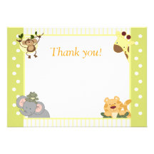 Jungle Safari Baby Shower Thank you notes Custom Invites