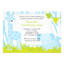 Jungle Safari Giraffe Birthday Party Invitation