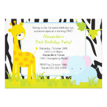 Jungle Safari Giraffe Birthday Party Invitation