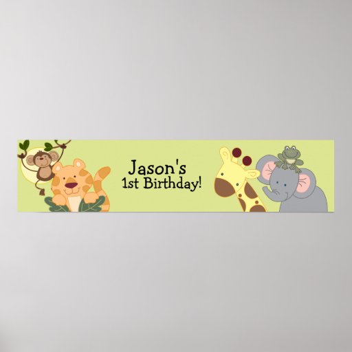 JUNGLE SAFARI Monkey Birthday Banner Print