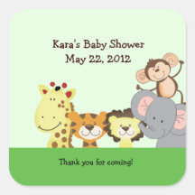 JUNGLE ZOO PARTY Custom SQUARE Favour Sticker