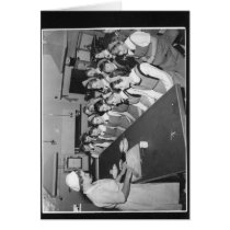 Junior girls cooking class, 1957 card