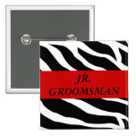 Junior Groomsman Zebra Wedding Button