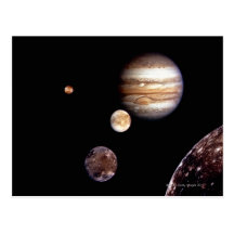 Jupiter and its Moons Post Card