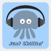 Just Chillin' Blue Jellyfish With Headphones Sticker