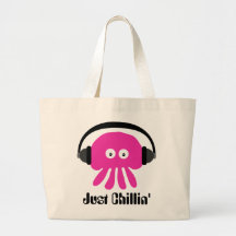 Just Chillin' Pink Jellyfish With Headphones Tote Bag