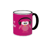 Just Chillin' Pink Owls With Headphones Coffee Mug
