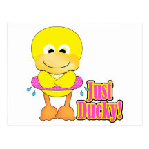 just ducky duck with swimmy tube postcard