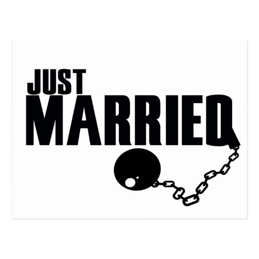 Just Married ball and chain Postcard Zazzle