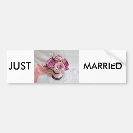 Just Married Bouquet Bumper Sticker!