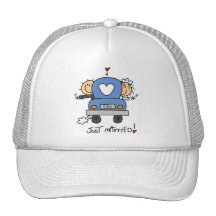 Just Married Bride and Groom T-shirts and Gifts Hats
