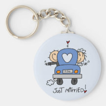 Just Married Bride and Groom T-shirts and Gifts Keychains