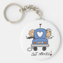 Just Married Bride and Groom T-shirts and Gifts Keychains