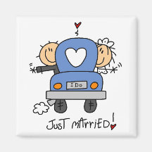 Just Married Bride and Groom T-shirts and Gifts Magnets
