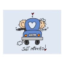 Just Married Bride and Groom T-shirts and Gifts Post Card