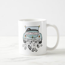 Just married car dragging cans coffee mug