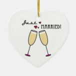 Just Married Champagne Flutes Christmas Tree Ornaments