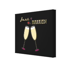 Just Married Champagne Toast Canvas Prints