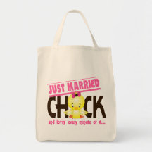 Just Married Chick Canvas Bags