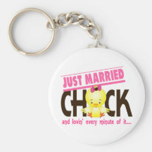 Just Married Chick Key Chains
