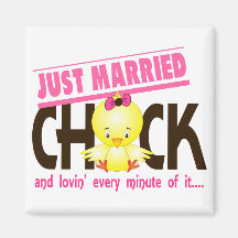 Just Married Chick Refrigerator Magnets