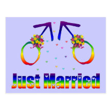 Just Married Gay Men Postcard